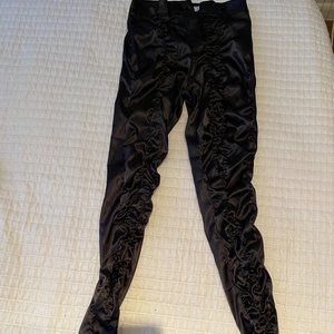 NWT Ruched Black Satin Pants